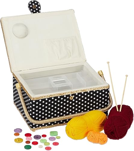 Relaxdays Boîte à Couture, sans Contenu, entoilage Amovible, Couvercle, Portable, Design coloré, Panier, colorée - Nail Gallerys