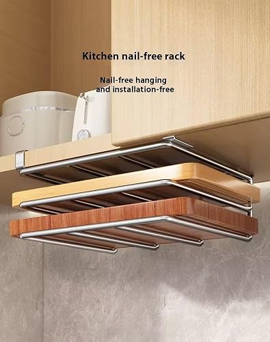 Zwsair Support pour Planche À Découper sous Placard, Organisateur De La Planche, Hangable sous Le Porte Couvercle De La Poêle De L'Armoire - Poste À Découper en Main pour La Cuisine À Domicile - Nail Gallerys