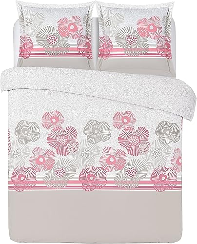Vision - Parure Housse de Couette FLO - Housse de Couette 240x220cm avec 2 taies Assorties 65x65cm - 100% Coton - Nail Gallerys