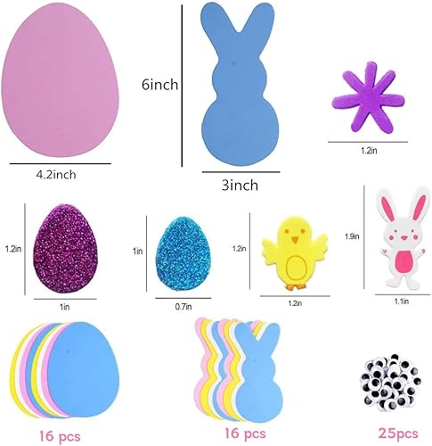 ZEPIQOR 16 pcs Kit Bricolage Oeufs de Pâques Décoration Suspendue de Oeufs de Pâques, Artisanat en Mousse Loisirs Créatifs pour Enfants Craft Fête Printemps DIY Activité Manuelle Carnaval Cadeau - Nail Gallerys