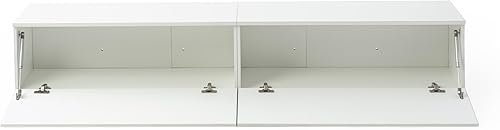 GOKHOMX Meuble TV Moderne Suspendu ou sur Pied de 180 cm, en Bois Blanc avec Rangement, Mural pour Salon, Chambre et Coin Salon - Nail Gallerys