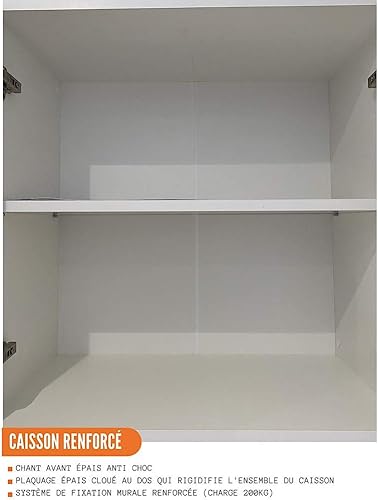 Cuisineandcie - Meuble haut de cuisine Eco Blanc Brillant 2 portes L 60 cm - Nail Gallerys