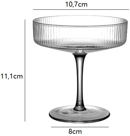 LDXDRU Lot de 6 verres à coupe vintage - 200 ml - Bols à champagne côtelés - Verres à cocktail pour champagne, expresso, martini, margarita, desserts - Nail Gallerys