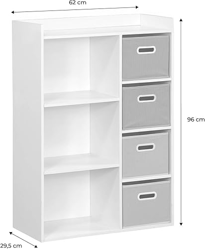 sweeek - Meuble de Rangement pour Enfant avec 7 Compartiments et 2 paniers Roses et 2 paniers Gris en Velours - Nail Gallerys