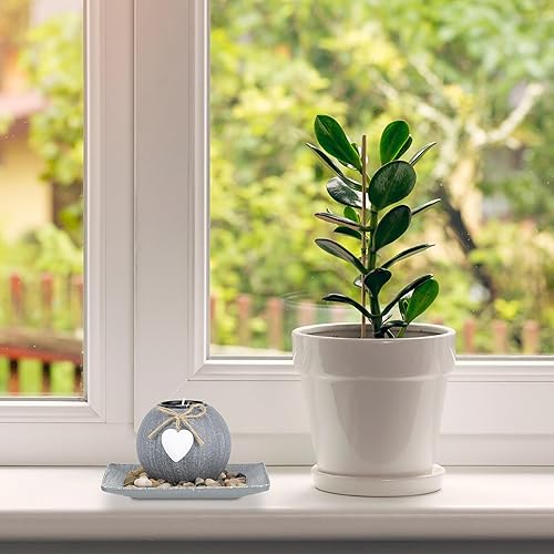 Relaxdays Porte-Bougie avec Plateau et Pierres déco, 15,5 x 15,5 cm, décoration de Table, Salle à Manger, bougeoir, Gris - Nail Gallerys