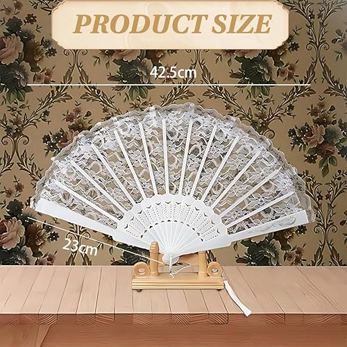 Eventail Mariée Dentelle Soie Bois Brodée Blanc, Mariage Accessoires Décoration Mariage Decoration Fete Eventail eventail mariage eventail mariage personnalisable - Léger Pliable - L- 42.5cm*23cm - Nail Gallerys