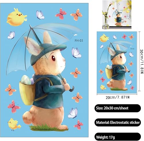 GOMANCHE Autocollants Pâques Fenêtre, Décorations de Fenêtre de Pâques Réutilisables, Décorations d'Autocollants de Pâques Lapin Œufs pour Fournitures Scolaires et Domestiques de Vacances - Nail Gallerys