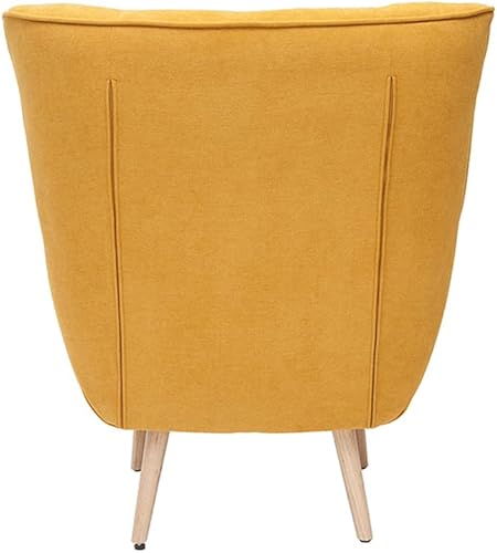 Miliboo Fauteuil scandinave en Tissu Effet Velours Jaune Moutarde et Bois Clair Avery - Nail Gallerys