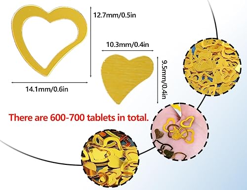 KAPSING Lot de 600 à 700 confettis de mariage en or – Décoration de table, paillettes, cœur – pour décoration de mariage - Nail Gallerys