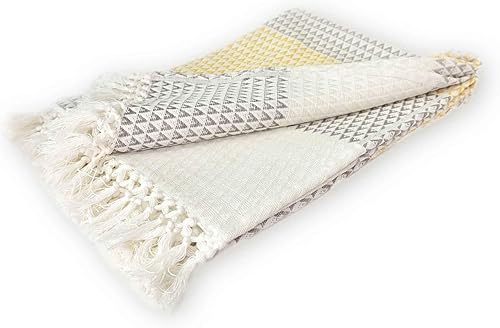 nielsen HOME Plaid Dana, 150x200 cm, Blanc Brun Jaune, Coton - Nail Gallerys