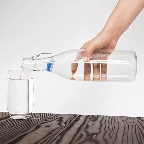 Olympia Bouteille d'eau en verre avec bouchon, 1 litre (lot de 6), couvercles rabattables transparents et sécurisés, brassage maison, kombucha, pré mélanges de bar, passe au lave verre, GG930 - Nail Gallerys