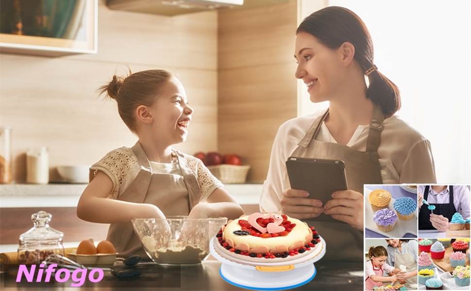 Plateau Tournant de Gâteau Kit de Pâtisserie Nifogo Gâteaux Tournant avec 2 Glacage Spatule