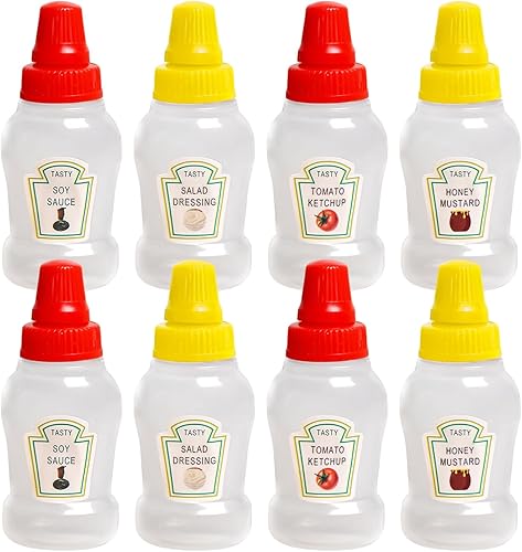 MAXQUU Lot de 8 mini bouteilles compressibles portables pour le camping, le miel, la sauce soja, la salade, le pique-nique, le déjeuner - Nail Gallerys