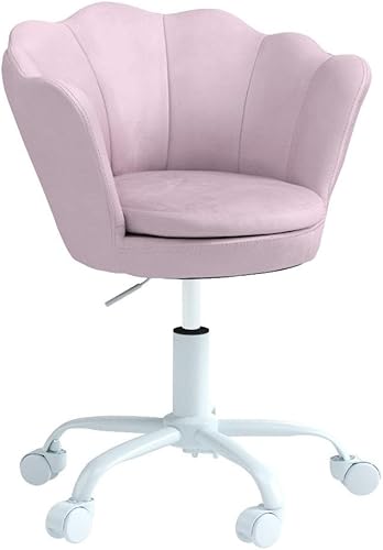 Wahson Chaise de Bureau pour Fille, Chaise Bureau Enfant Fauteuil Bureau Pivotant pour Adolescents Chaise de Bureau Chambre en Velours, Rose Clair - Nail Gallerys