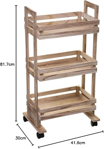 Five - Desserte sur Roues en Bois de Paulownia Esprit Cagette H 82 cm - Nail Gallerys