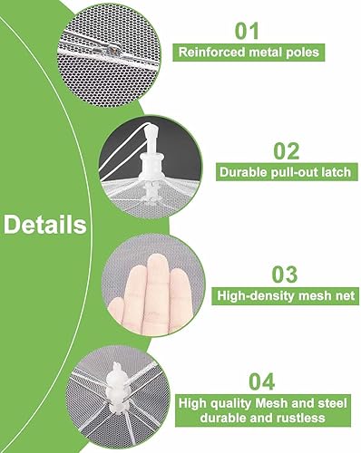 Lauon 6pcs Cloches Alimentaires Pliable,Couvertures de Nourriture en Maille Housse Tente Parapluie Pop-up Pour Camping,Pique-nique, Fête,Barbecue,43,2 x 43,2 cm - Nail Gallerys