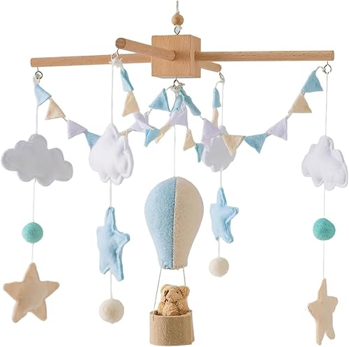 Mobiles pour berceaux suspension mobile montgolfière avec boules de feutre nuage et étoile jouets mignons pour bébé décoration de plafond chambre cadeau naissance - Nail Gallerys