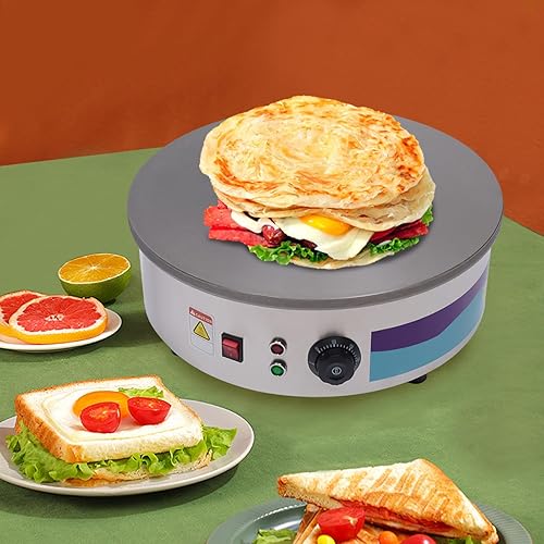 Crêpière électrique Appareil à Crêpes Inox 2800W 45cm 220V Professionnel Commercial Appareil à crêpes plaque inox Gastro Crêpière Spatule Distributeur inclus crêpes pancakes omelettes jambon palaté - Nail Gallerys