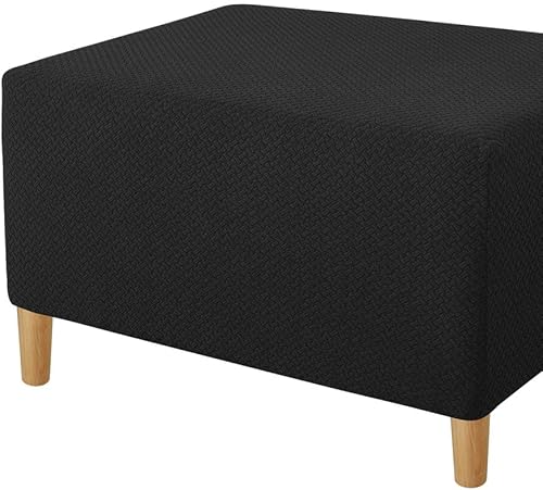 Lukery Housse de Pouf Ottomane Carrées, Extensible Rectangulaire Housse de Protection pour Repose-Pieds Doux Housse de Pouf pour Salon avec Fond Élastique (Violet Clair,L: 31-43”) - Nail Gallerys