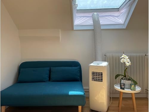 OPTIMEO Kit de calfeutrage fenêtre climatisation mobile, universel, tissu polyester 4M et bande auto-agrippante adhésive 8M, adaptable à tout type de tuyau d’évacuation (beige) - Nail Gallerys