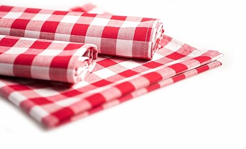 texpot Lot de 6 Serviettes de Table à Carreaux Rouges et Blancs - 20 mm - 100% Coton - 40 x 40 cm - Nail Gallerys