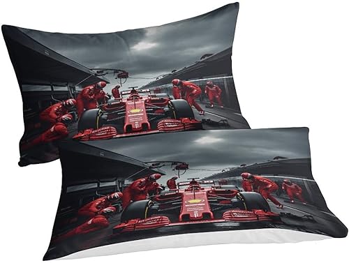 DAFUfbw Ferrariii Thèmes Literie Fermeture À Glissière Microfibre Formula Racing Housse De Couette Luxe Parure De Lit Chaleur Linge De Lit Hygroscopique Comfort Cover Double（200x200cm） - Nail Gallerys