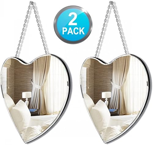 qmdecor Miroir en Forme de cœur avec chaîne de Fer pour décoration Murale 30,5 x 30,5 cm Miroir décoratif en Verre véritable sans Cadre Miroir Glam - Nail Gallerys