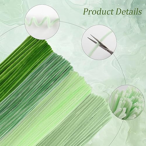 Xbessc 400 Pièces Fil Chenille Vert, Kit Bouquet Pipe Cleaners, 4 Couleurs de Vert Cure Pipe Loisir Creatif Chenille avec Floratape Étamine et Tige Fleur Artificielle pour Bricolage et Décoration DIY - Nail Gallerys