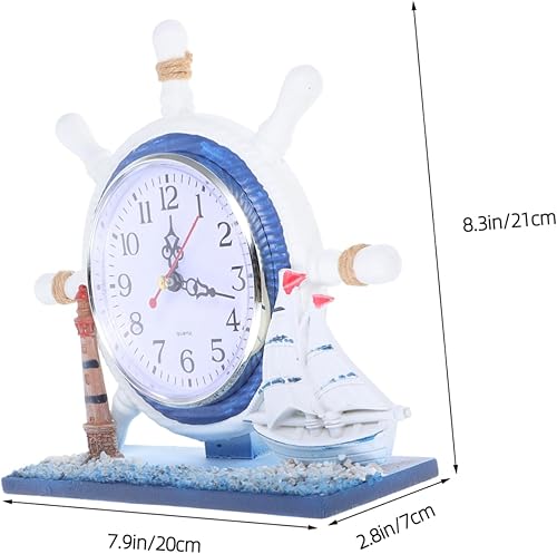 Cabilock Horloge De Table Silencieuse Méditerranéenne avec Phare Et Roue De Bateau Réveil Vintage pour Chambres À Thème Nautique Décoration Côtière - Nail Gallerys