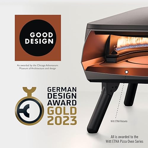 Witt ETNA Rotante Four à Pizza Primé avec Pierre Rotative à 360 Degrés et Brûleur d'Appoint - Four à Gaz d'Extérieur Cuisant en Moins d'Une Minute - Nail Gallerys
