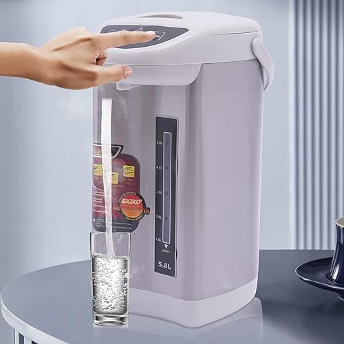 Distributeur d'eau chaude 5.8L 750W Thermopot en acier inoxydable Bouteille isotherme Bouilloire à thé Distributeur pour la maison, l'école, le bureau - Nail Gallerys