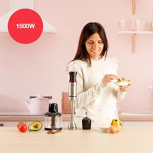 Solac Solution - Mixeur plongeant 1503 Plus | 1500W | 4 lames inox | Fouet inox | Turbo | Ergonomique | Anti-éclaboussures | Amovible | Lave-vaisselle | Accessoires inclus - Nail Gallerys