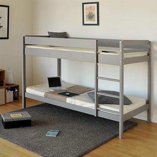 WEBER INDUSTRIES Lit superposé Brice 90x190 + 2 sommiers/Gris - Nail Gallerys