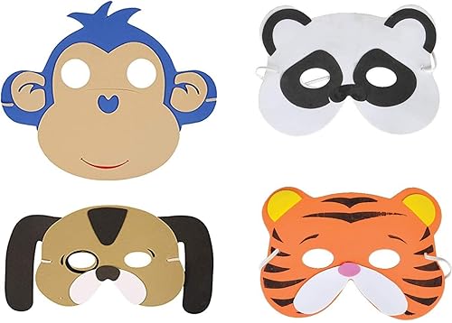 SHATCHI Eva Foam Animal Face Masks For Kids Birthday Party Bag Fillers Masquerade, Christmas, Halloween Fancy Dress Accessories Assorted - Nail Gallerys