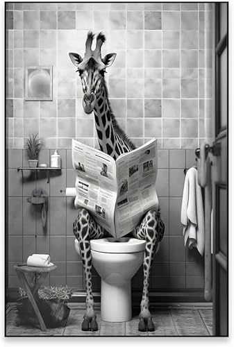 Impressions De Salle De Bain Modernes : Girafe, Singe, Éléphant Assis Sur Les Toilettes, Affiche Animal Sur Les Toilettes, Peinture Sur Toile, Humour, Décoration Murale Pour La Maison 30X40Cmx3Pcs San - Nail Gallerys