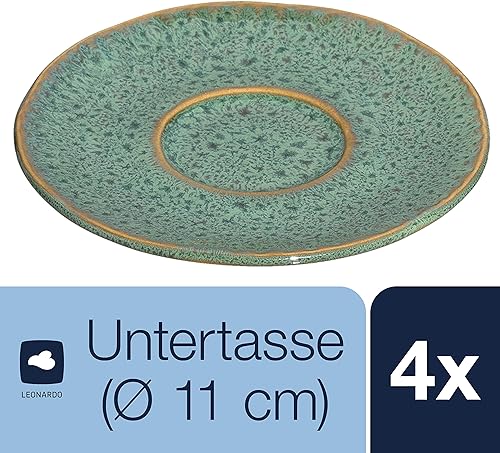 LEONARDO HOME MATERA 018604 Lot de 4 soucoupes en céramique, vertes, 11 cm - Nail Gallerys