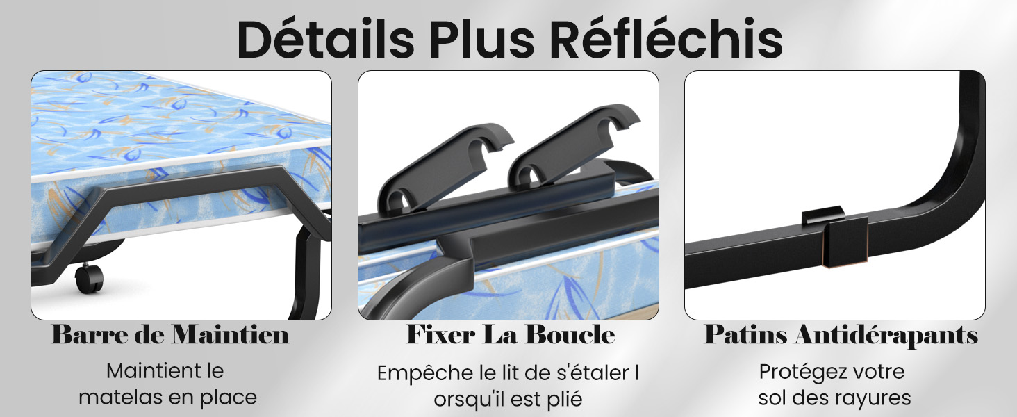 Lit Pliant 90x200 cm pour Adulte, Lit d'Appoint Pliable avec Matelas en Mousse à Mémoire de Forme