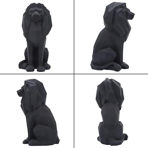 Poggapp Statue de Lion Décor de Lion - Cadeaux pour Sculpture Géométrique Élégante Figurine de Lion Décoration pour Salon Bureau Facile à Utiliser 13 X 18 X 26,5 cm Noir - Nail Gallerys