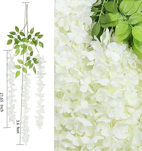 Cettkowns Lot de 24 guirlandes de glycine artificielles à suspendre en soie pour maison, jardin, mariage, décoration de fête (violet) - Nail Gallerys