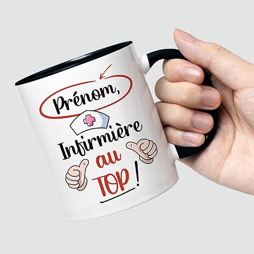 CADEAU PLUS Mug Personnalisé Prénom - Infirmière Au Top - Cadeau Drôle Collègue, Rigolo, Idée Pour Infirmière, Tasse - Nail Gallerys