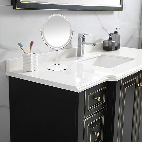 YEAKE Miroir de table vintage avec support 20,3 cm, pivotant double face, grossissement x1/3x, miroir de bureau style argent, 33 cm de hauteur (ovale) - Nail Gallerys