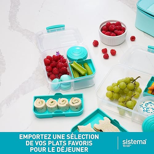 Sistema Bento Box TO GO - Boîte à lunch avec pot de yaourt/fruits - 1.25 L - Fabriqué en plastique recyclé - Teal Stone - Nail Gallerys