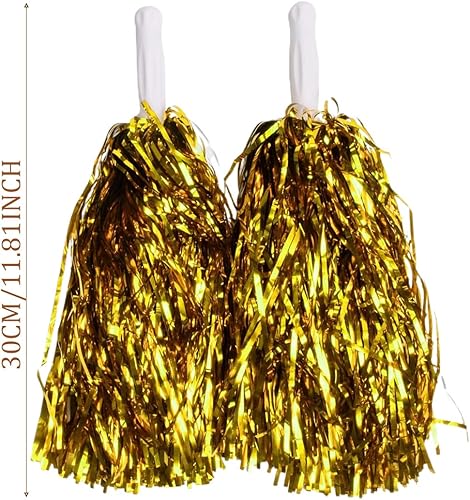 Pom Pom Girl Cheerleading Pompons, 1 paire Cheerleading Pom Poms, Pom poms Cheerleader pour Carnaval, Pompons Cheerleader, pour matchs de Sport, Performance sur scène, or - Nail Gallerys
