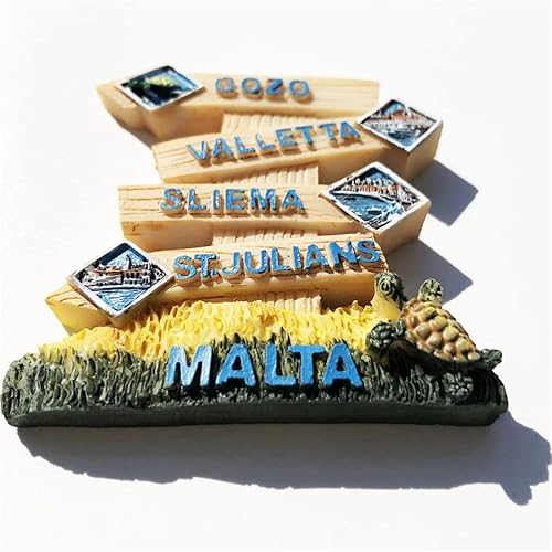 Aimant de réfrigérateur style guidepost Malte, souvenir de voyage, décoration de réfrigérateur, autocollant magnétique, peint à la main - Nail Gallerys