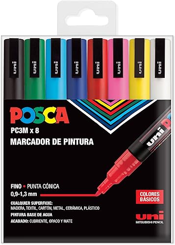 UNI Posca Set PC 3M Basic Lot de 8 marqueurs A-1 - Nail Gallerys