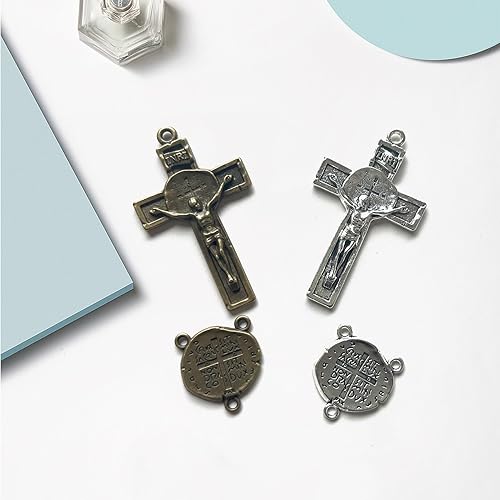 lulucross Kit de chapelet à faire soi-même – 3 ensembles de centre de table Saint Michel et crucifix accessoires pour perles de prière magnifiquement conçues (anti-bronze) - Nail Gallerys