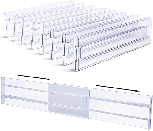 Vtopmart Lot de 8 séparateurs de tiroir réglables de 8.1 cm de haut, extensibles de 27.9 à 52.3 cm, commodes, ustensiles de cuisine et rangement de bureau - Nail Gallerys