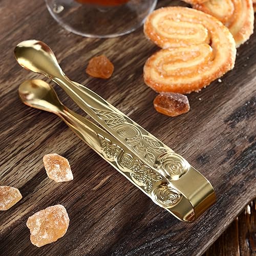 GRÄWE Pince à sucre en acier inoxydable - Série Rosendekor, dorée - Nail Gallerys