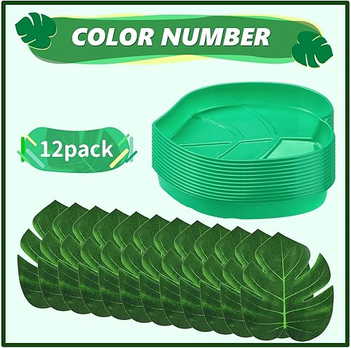 12 Pièces Plateau Collation 12 Pièces Feuille Palmier Plateau à Collation Réutilisable Hawaïen Feuilles Plantes Tropicale, Croustilles Biscuits, Trempette Bonbons, 8,3 x 7 Pouces - Nail Gallerys