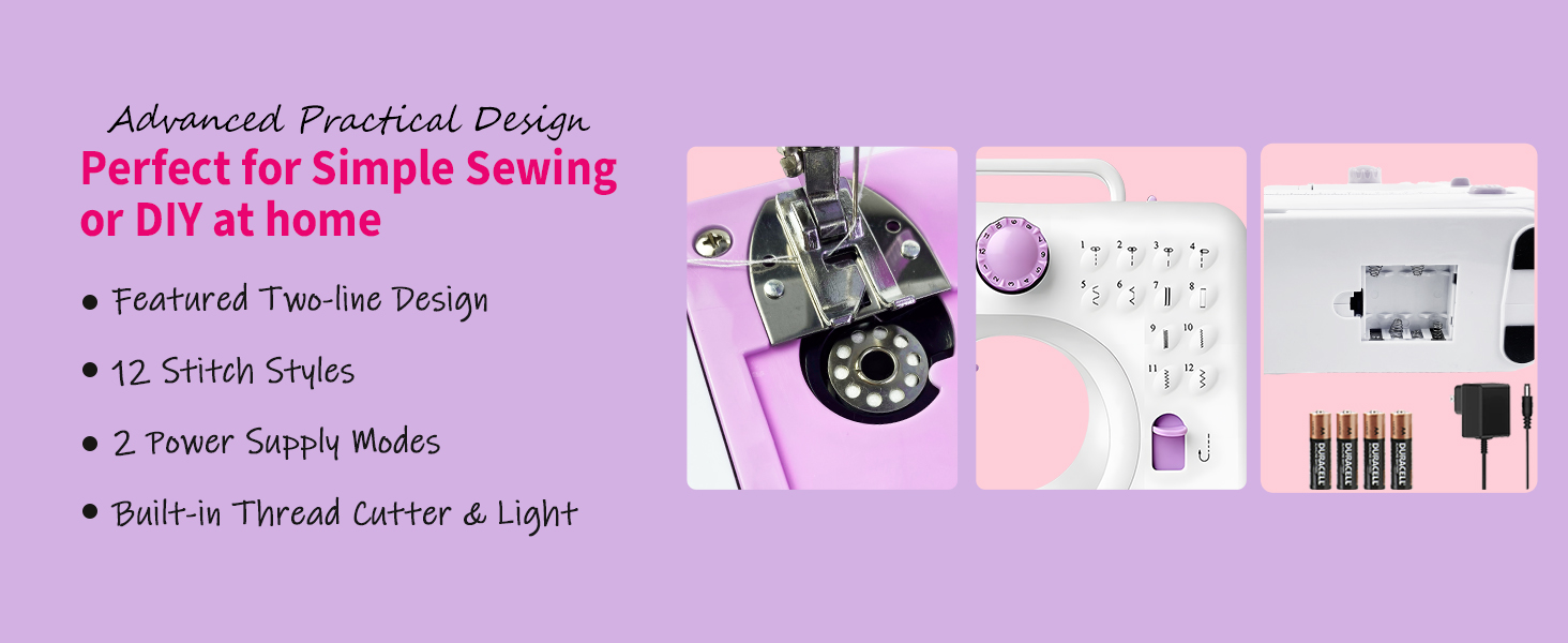 Machine à Coudre Électrique Mini Portable Violet Améliorée